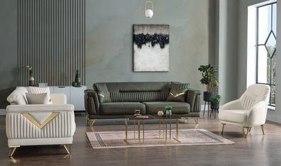 Design Modernes Wohnzimmer Set Sofagarnitur 3 + 3 + 1 Wohnzimmer Möbelset