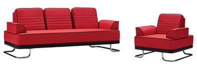 Sofagarnitur 3 + 1 Sitzer Sessel Modern Stil Relax Luxus Wohnzimmer Couch Sofa