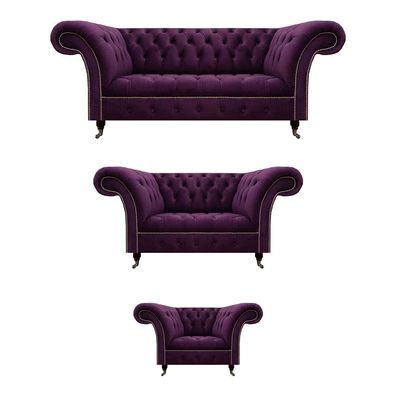 Möbel Sofagarnitur 3 + 2 + 1 Sitzer Polstermöbel Design Modern Stil Chesterfield