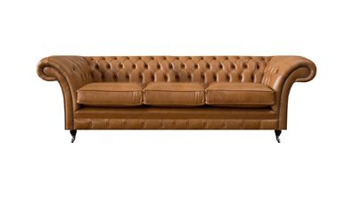Wohnzimmer Luxuriöse Sofa Dreisitzer Couch Braun Luxuriöse Chesterfield