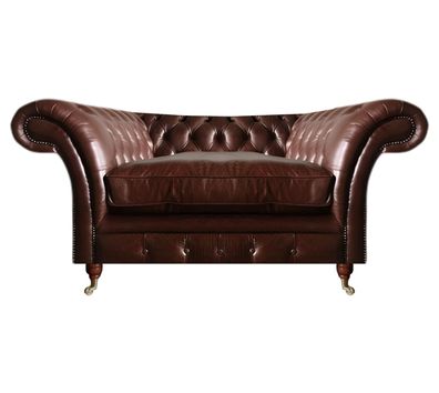 Braun Polstersitz Sessel Wohnzimmer Chesterfield Design Leder Couch