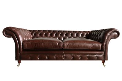 Zweisitzer Sofa Couch Design Möbel Ledersofa Braun Chesterfield Wohnzimmer