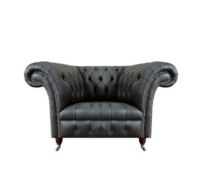 Grau Leder Sessel Wohnzimmer Luxuriöse Moderne Chesterfield Polstermöbel
