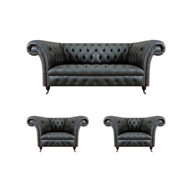 Möbel Ledersofas Komplett Sofagarnitur 3tlg Wohnzimmer Chesterfield