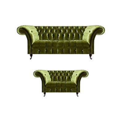 Wohnzimmer Moderne Sitzgruppe Möbel 2x Sofas Luxuriöse Chesterfield