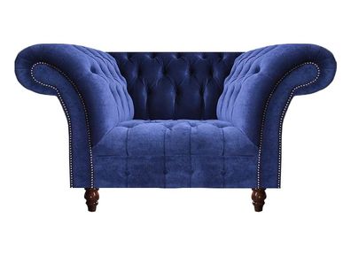 Wohnzimmer Möbel Sessel Blau Polster Stoff Chesterfield Sitz Couch