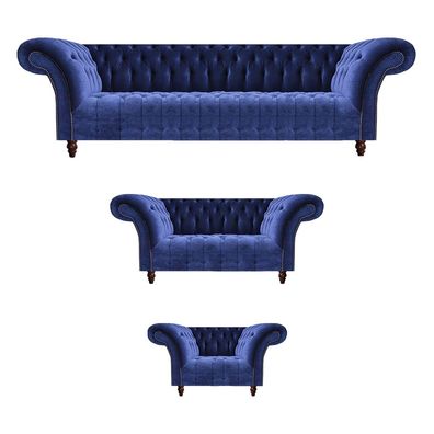 Sitzgruppe Möbel Polstermöbel Sofagarnitur 4 + 2 + 1 Sitzer Chesterfield Möbel
