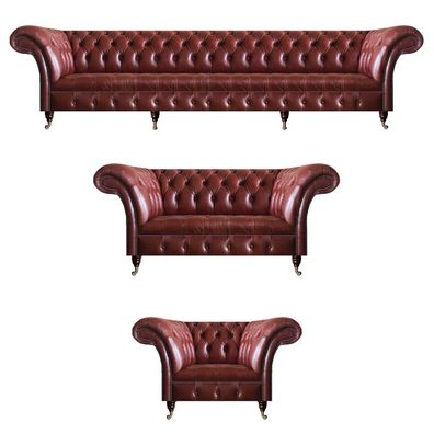 Chesterfield Polstermöbel Braun Komplett Sofagarnitur 3tlg Wohnzimmer