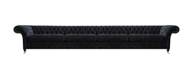 Schwarzer Chesterfield Polster Viersitzer Wohnzimmer Edle Textil Couch