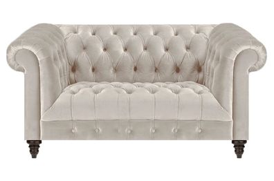 Chesterfield Weißes Stoffsofa Moderner Wohnzimmer Zweisitzer Luxus Couch