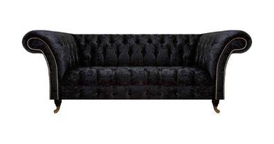Schicker Chesterfield 3-Sitzer Wohnzimmer Stoffsofa Designer Sitzmöbel