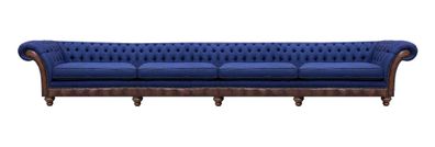 Blaues Chesterfield Wohnzimmer Viersitzer Sofa Exklusive Polstermöbel