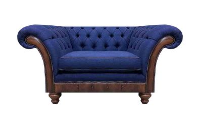 Luxuriöser Chesterfield Blauer Sessel Polstermöbel Designer Lehnsessel