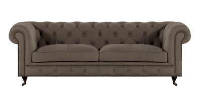 Polstermöbel Chesterfield Zweisitzer Sofa Couch Textil Grau Wohnzimmer