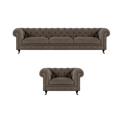 Hellgraue Chesterfield Polstermöbel Edle Textil Couchen Luxus Sessel