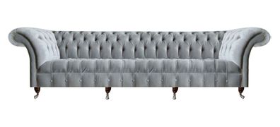 Hellgraue Chesterfield Viersitzer Couch Designer Polstersofas Edles Sofa
