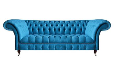 Himmelblauer Chesterfield Dreisitzer Stilvolle 3-Sitzer Moderne Couch