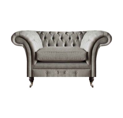 Moderner Chesterfield Einsitzer Wohnzimmer Designer Sessel Textil Möbel