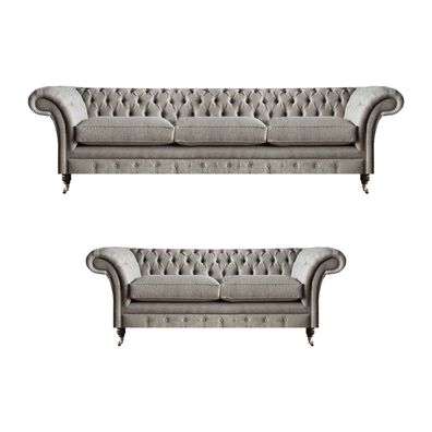 Chesterfield Wohnzimmer Textilgarnitur Designer Dreisitzer 2-Sitzer 2tlg