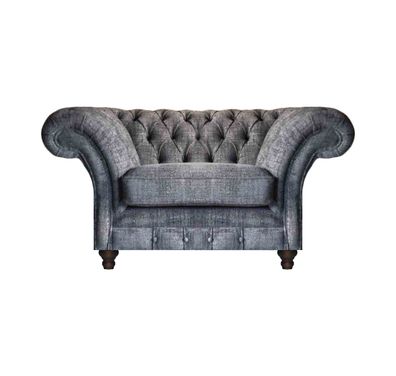 Grauer Chesterfield Sessel Exklusiver Lehnsessel Wohnzimmer Einrichtung