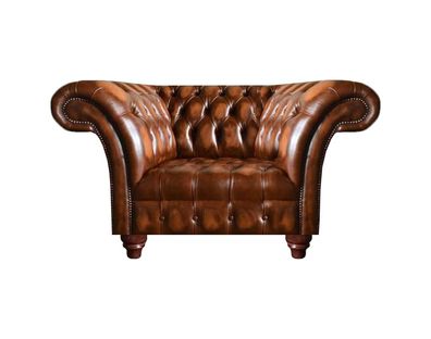 Chesterfield Brauner Ledersessel Polstersessel Wohnzimmer Einrichtung