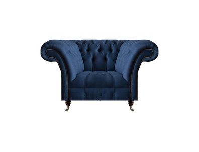 Blauer Chesterfield Lehnsessel Wohnzimmer 1-Sitzer Edle Luxus Sitzmöbel