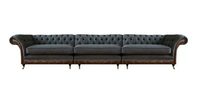 Dunkelgraue Chesterfield Sitzmöbel Wohnzimmer Designer Textil Couch Neu