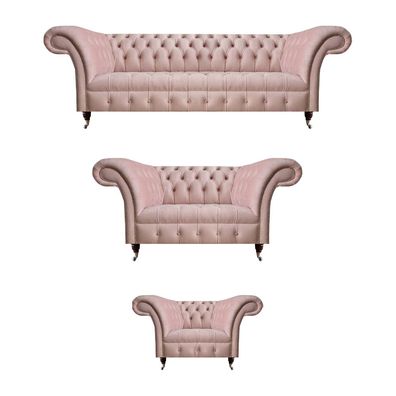 Wohnzimmer Chesterfield Möbel Rosa 3-Sitzer Designer Zweisitzer Sessel