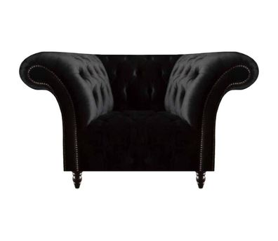 Chesterfield Schwarzer Lehnsessel Polstermöbel Wohnzimmer 1-Sitzer Neu