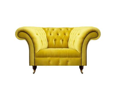 Luxuriöser Chesterfield Textilsessel Wohnzimmer Polster Einsitzer Sessel