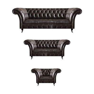 Chesterfield Dunkelbraune Couchen Designer Garnitur Wohnzimmer Möbel