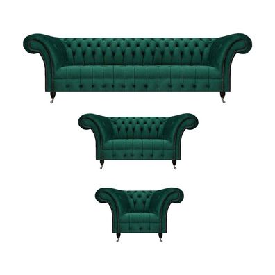 Schicke Chesterfield Grüne Sofagarnitur Wohnzimmer Designer Couchen 3tlg