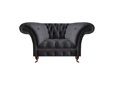 Grauer Textilsessel Wohnzimmer Sitzmöbel Moderner Chesterfield Sessel