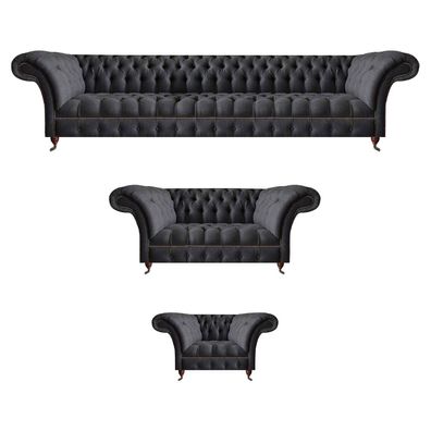 Schwarze Chesterfield Textilgarnitur Polstersitzmöbel Couchgarnituren