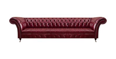 Chesterfield Rotes Ledersofa Wohnzimmer Viersitzer Moderne Sitzmöbel