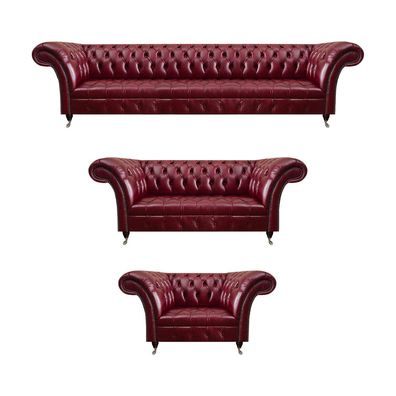 Dunkelrote Chesterfield Ledergarnitur Designer Ledersofas Sitzcouchen