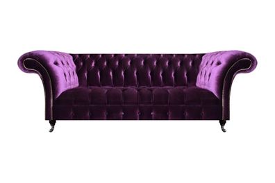 Komplette Lila Chesterfield Sitzmöbel Wohnzimmer Designer Textilsofas