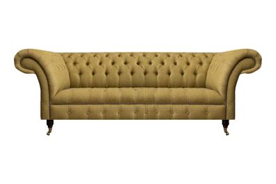 Chesterfield Gelbe Sitzcouch Wohnzimmer Dreisitzer Luxuriöse Edle Möbel