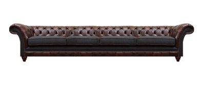 Braune Chesterfield Ledercouch Designer Viersitzer Wohnzimmer Edle Sofas
