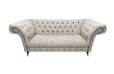 Exklusive Chesterfield Weiße Couch Designer Zweisitzer Wohnzimmer Sofa