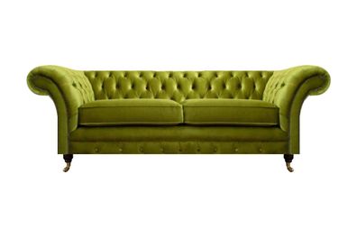 Wohnzimmer Olivengrüner Chesterfield Zweisitzer Polstersofas Edle Couch