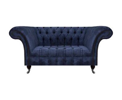 Chesterfield Blaue Polstercouch Wohnzimmer 2-Sitzer Luxus Edle Sitzmöbel