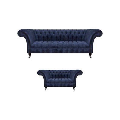Dunkelblaue Chesterfield Textilgarnitur Designer Sofas Polster Couchen