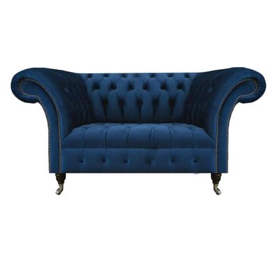 Blauer Chesterfield Zweisitzer Wohnzimmer Polster Sitzmöbel Luxus Couch