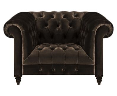 Brauner Chesterfield Polstersessel Moderner Textil Wohnzimmer Einsitzer