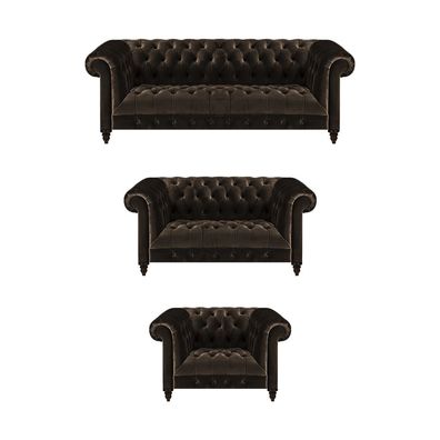 Stilvolle Chesterfield Braune Sofagarnitur Wohnzimmer Moderne Couchen