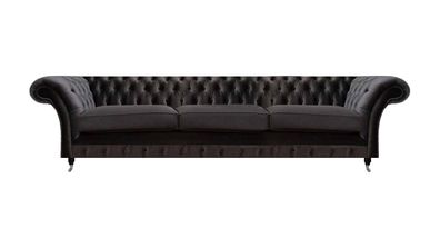 Schwarze Chesterfield Textilcouch Wohnzimmer Sitzmöbel Designer 3-Sitzer