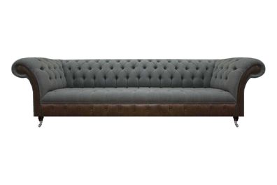 Grau-Braune Chesterfield Couch Wohnzimmer Viersitzer Designer Textilsofa