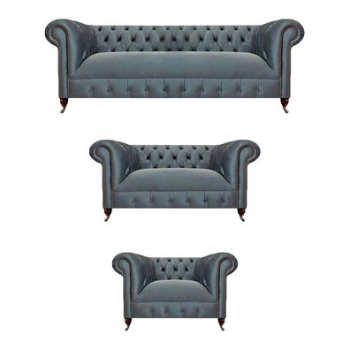 Wohnzimmer Chesterfield Sofas Graue Textilcouchen Designer Sitzgarnitur