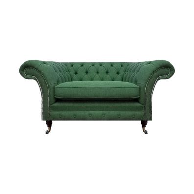 Eleganter Chesterfield Grüner Sessel Wohnzimmer Textil Edler Einsitzer